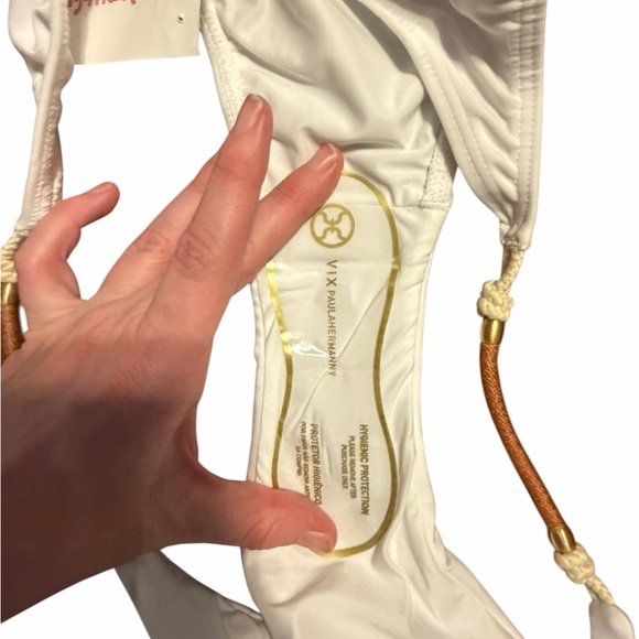 NEW Vix Paula Hermanny Swim Bikini Set Bikini Top & Cheeky Bottom White Beaded - Picture 10 of 13